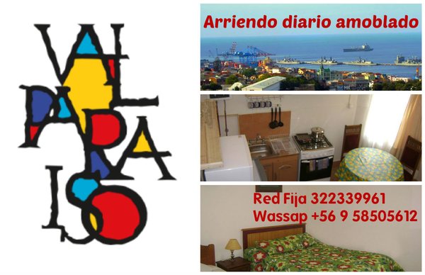 Valparaiso arriendo diario apartamento amoblado independiente 1d,1b wifi cable wasap +56 9 58505612 